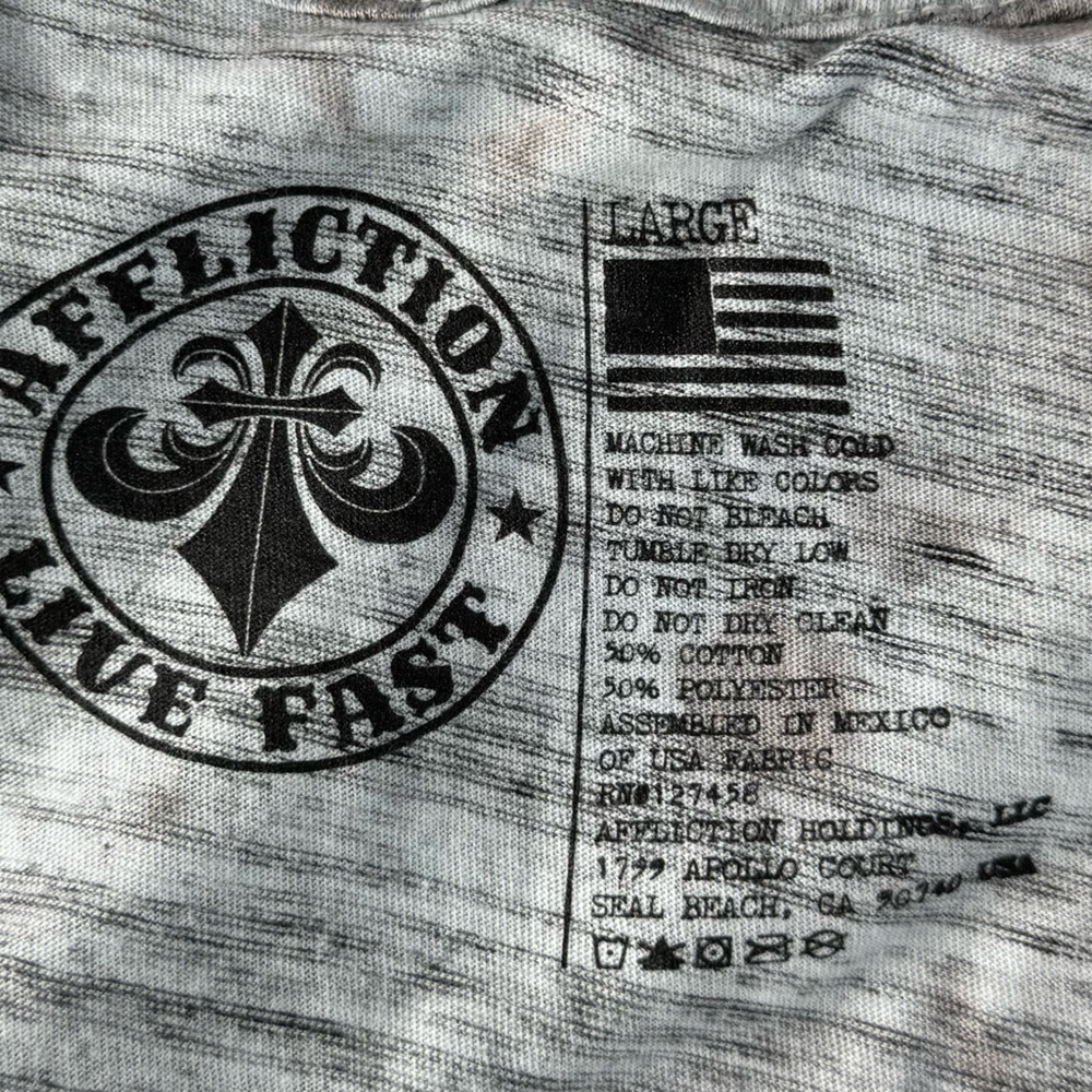 Affliction Men's Long Sleeve Graphic T-shirt -Gray/Black -Various Sizes- NWT - Picture 11 of 12